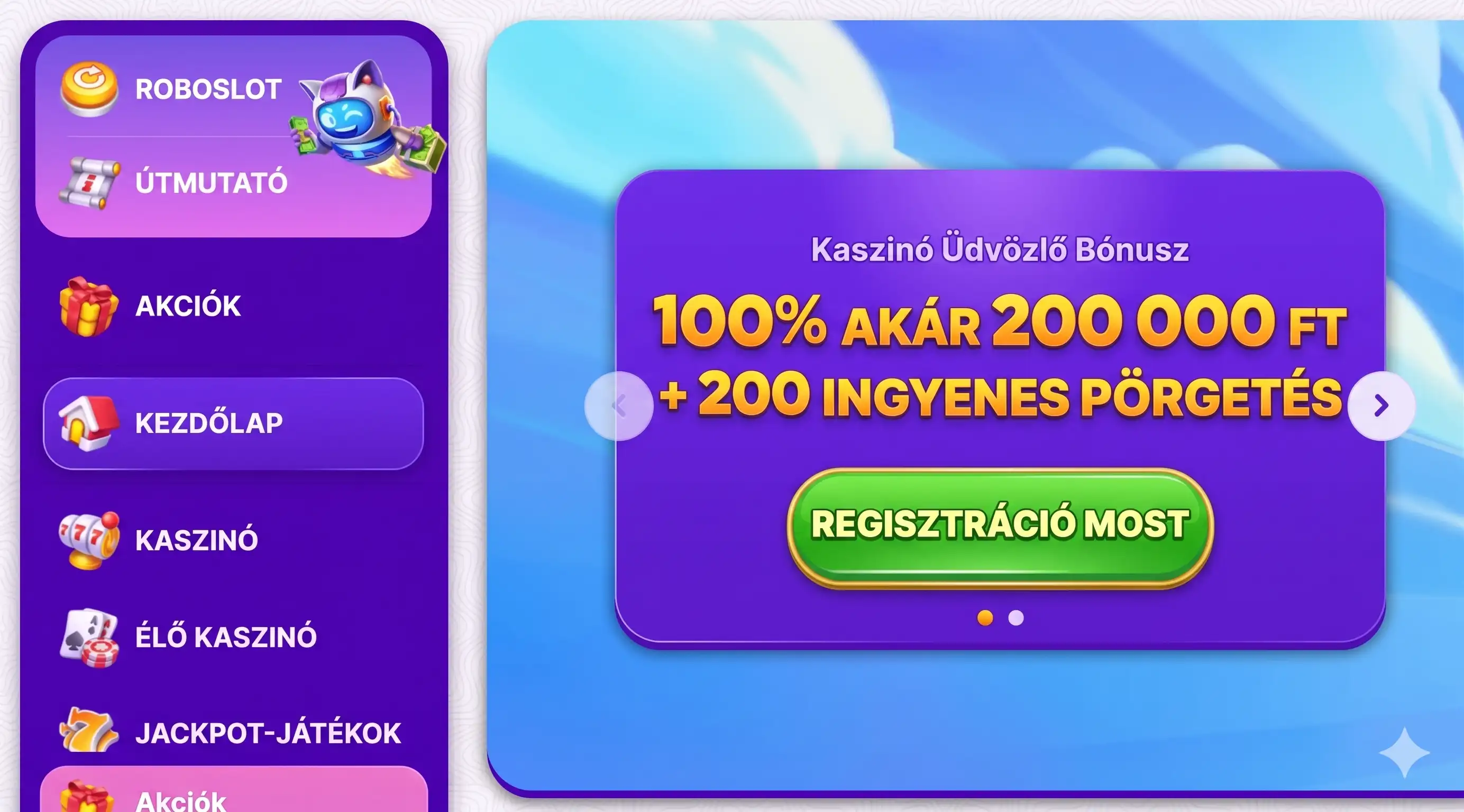 RoboCat üdvözlő bónusz csomag bemutatása